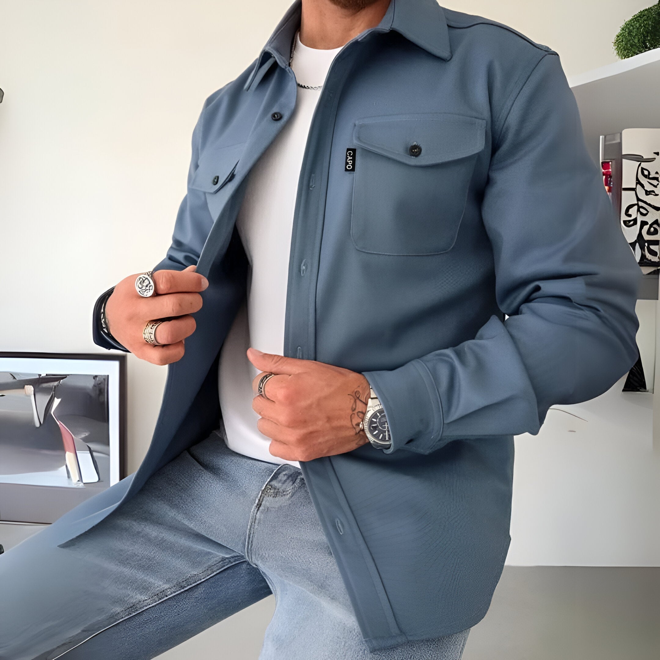 Variant image for Marc Structured Overshirt - Versatile, Midweight, Matte Finish-13