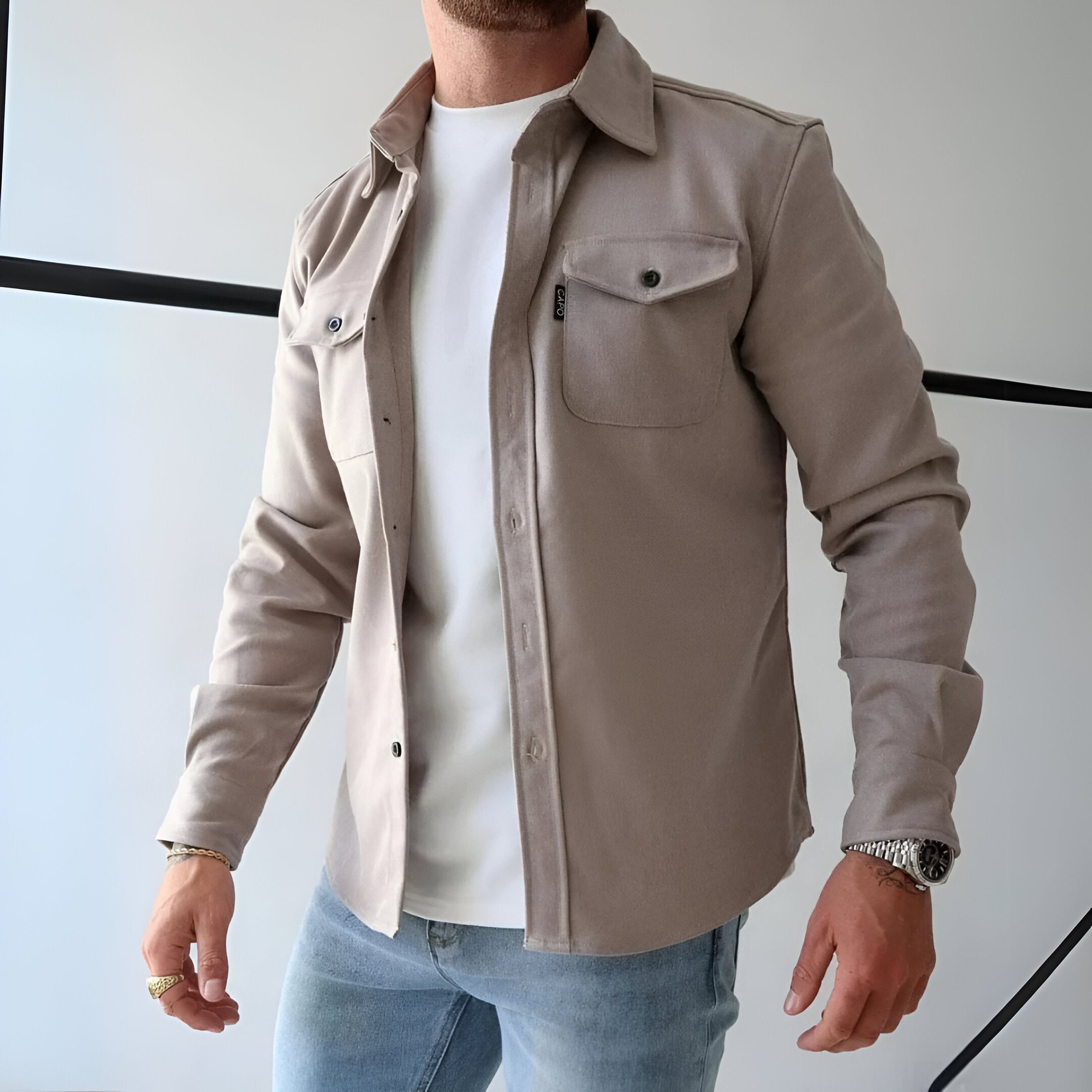 Variant image for Marc Structured Overshirt - Versatile, Midweight, Matte Finish-19