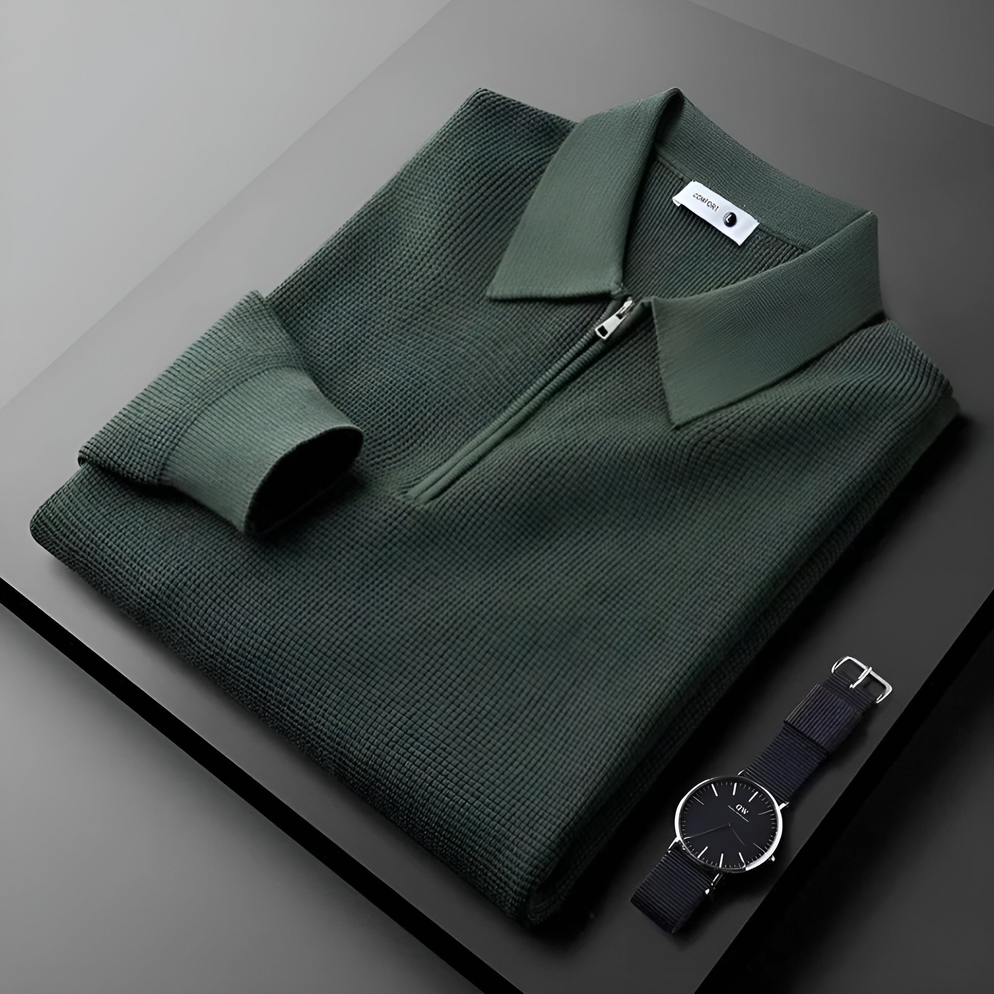 Variant image for Modern Quarter-Zip Mens Sweater - Textured Knit, Casual & Smart-Casual Wear-19