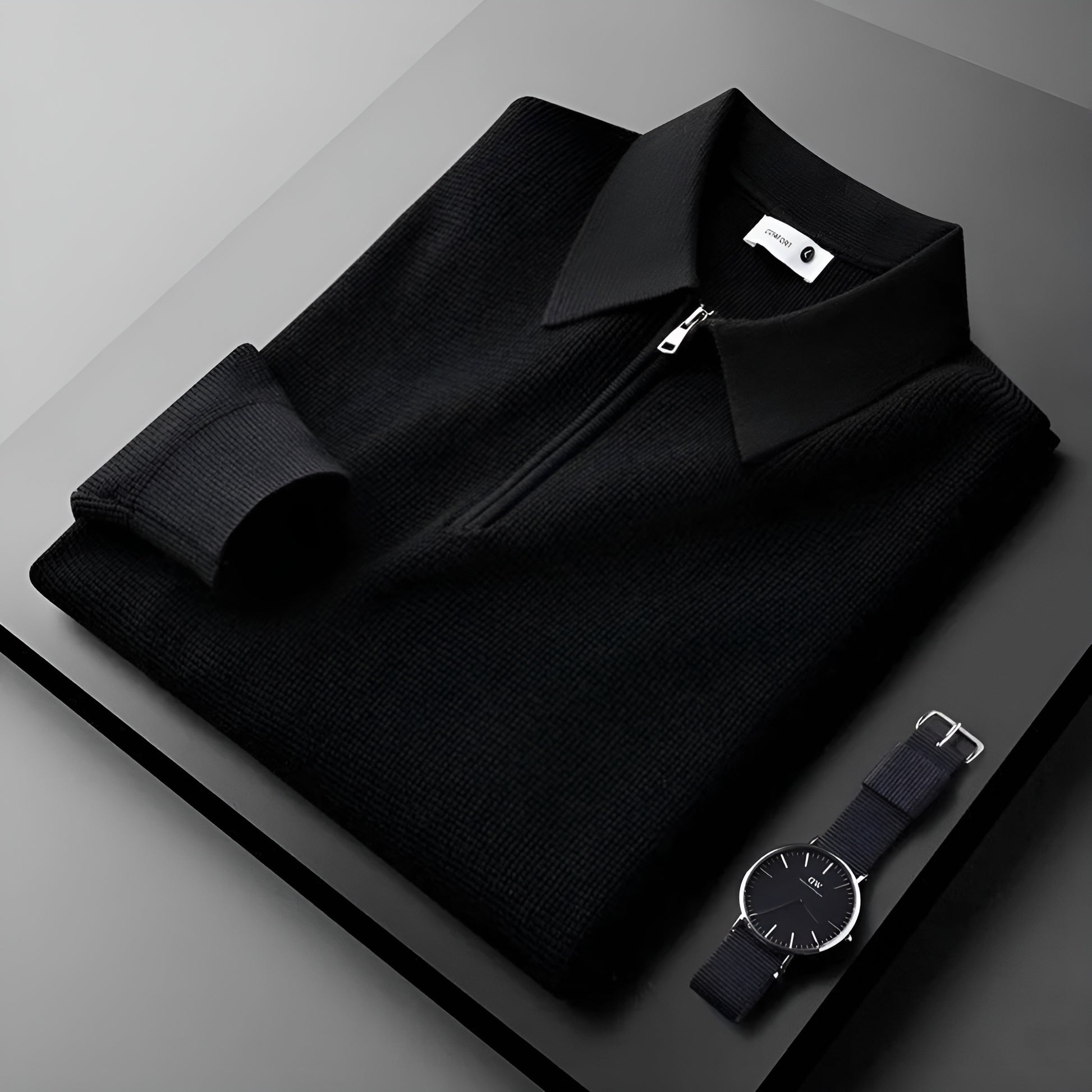Modern Quarter-Zip Mens Sweater - Textured Knit, Casual & Smart-Casual Wear-2