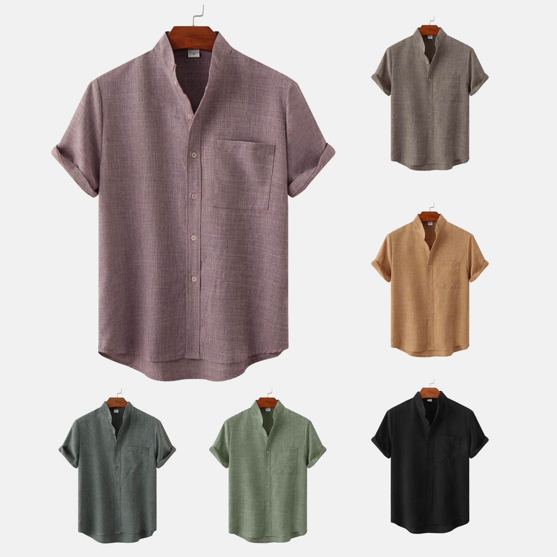 Stylish Arthur Linen Blend Shirt - Men's Short Sleeve Casual Top-4