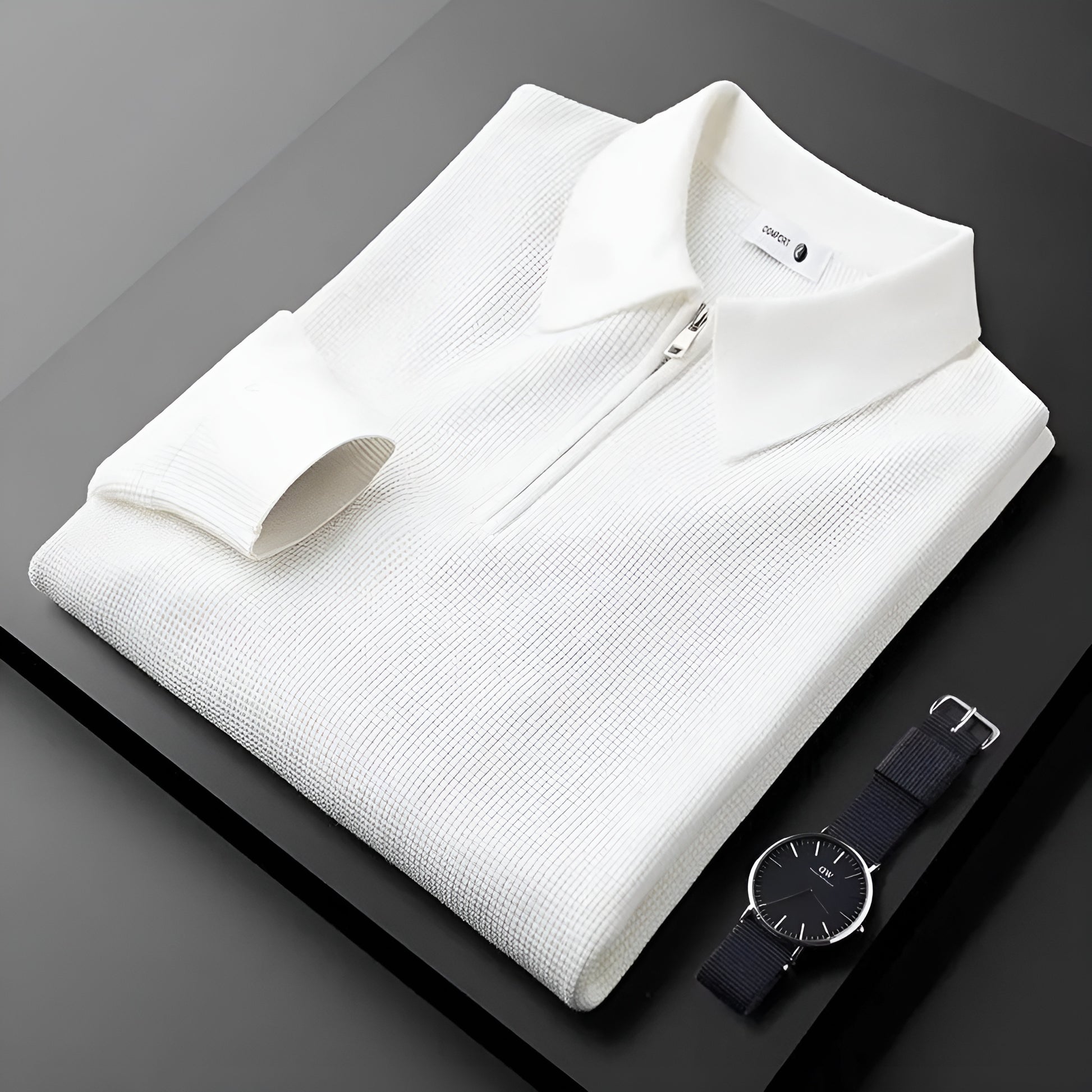 Variant image for Modern Quarter-Zip Mens Sweater - Textured Knit, Casual & Smart-Casual Wear-7