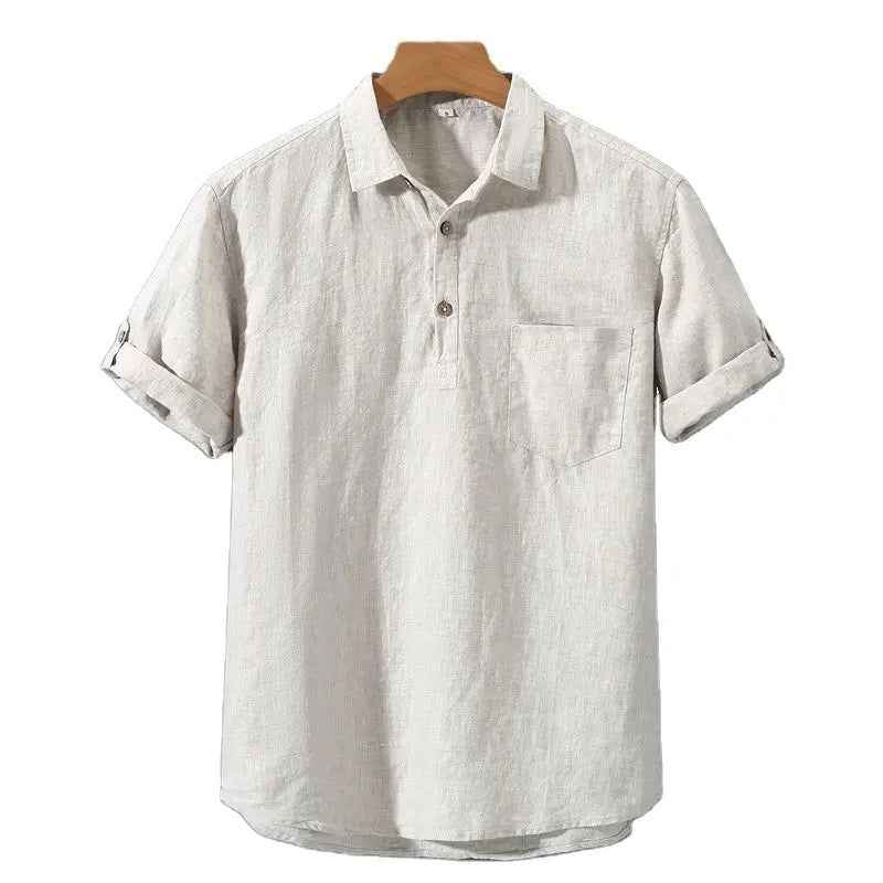 Variant image for Luxe Linen Polo Shirt - Breathable Comfort-1