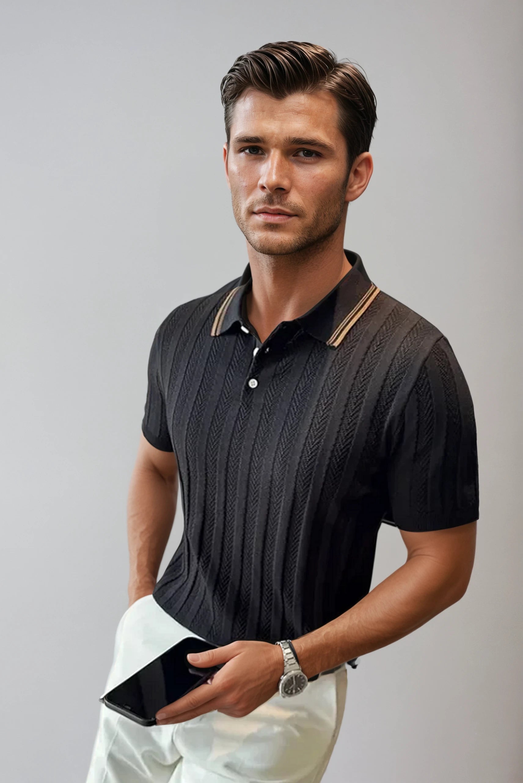 Elliot Luxe Long Sleeve Polo Shirt - Stylish Golf Polo T Shirt-1