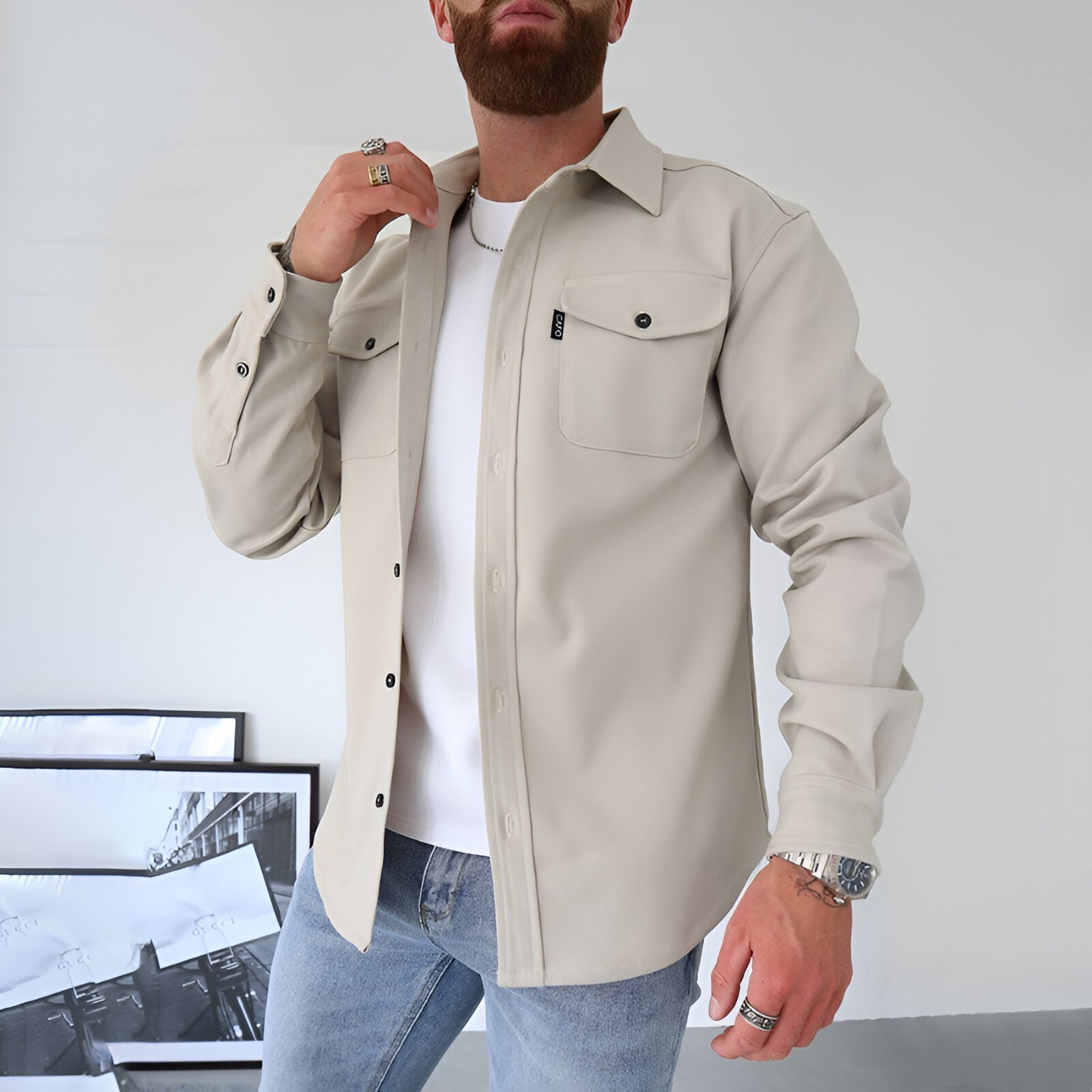 Marc Structured Overshirt - Versatile, Midweight, Matte Finish-1