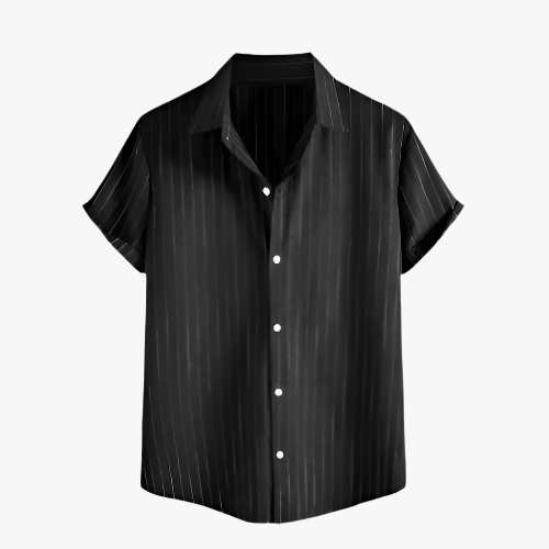 Luxe Black Pinstripe Linen Shirt-1